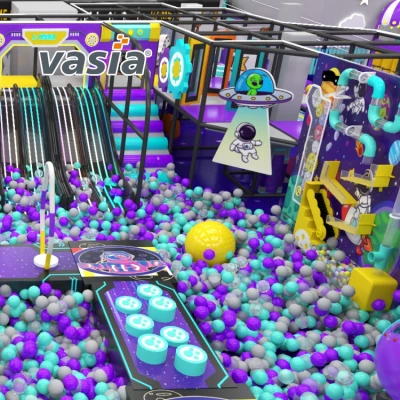 Vasia Play space themed indoor playground,kids soft play equipment with slide ball pit