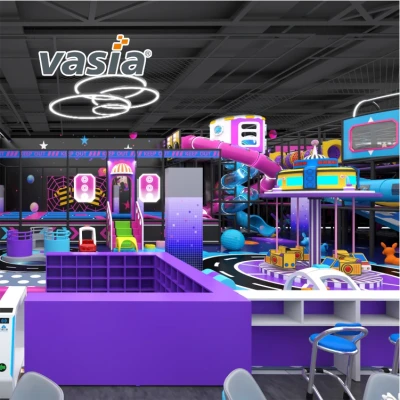 Vasia Play space‑themed indoor playground, trampoline and slide kids soft play equipment