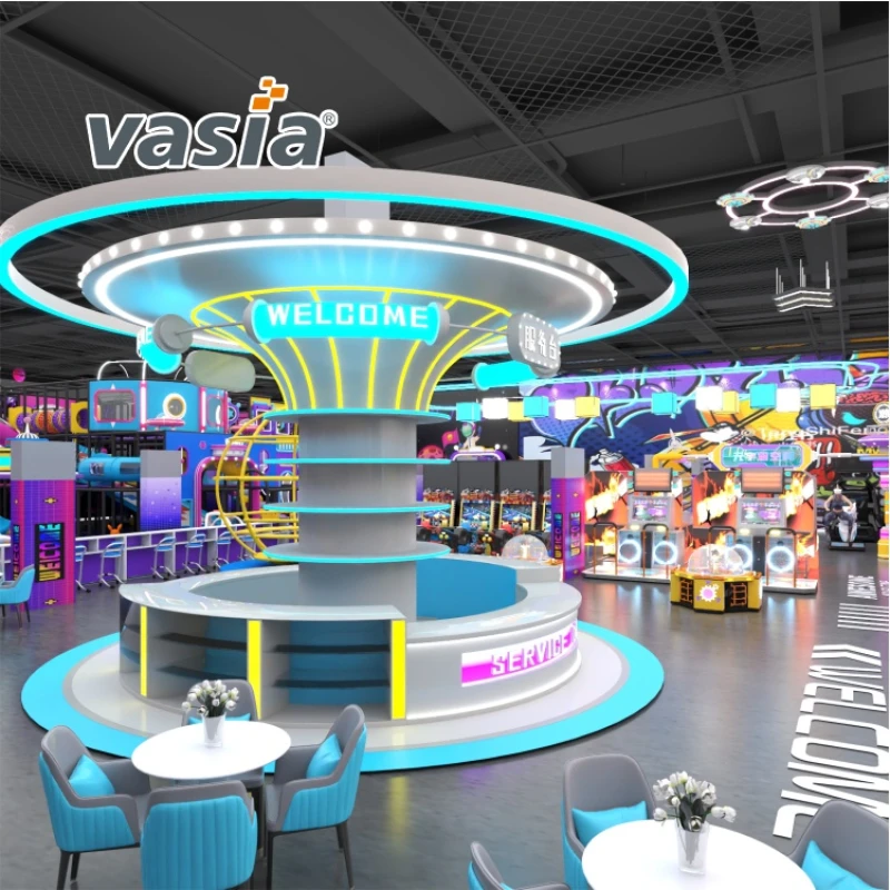 Vasia Play space‑themed indoor playground, trampoline and slide kids soft play equipment