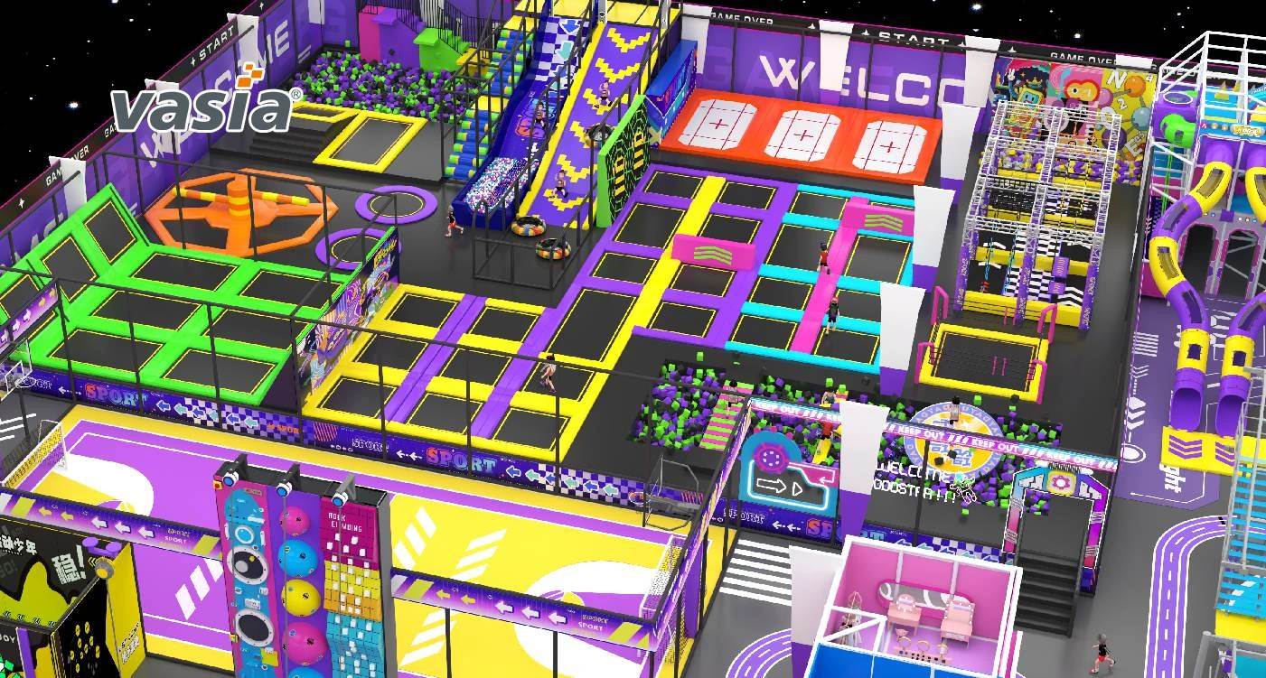 Vasia indoor trampoline park multi play zones