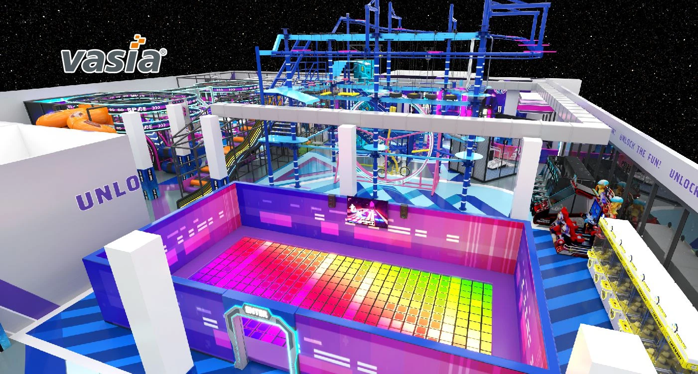 Vasia neon indoor adventure park with light floor