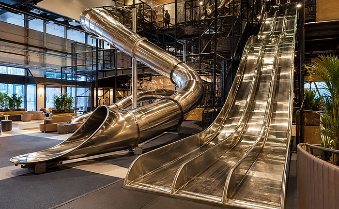 Massive Stainless Steel Slides for Indoor Adventure Park